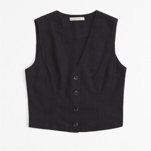 Abercrombie & Fitch Black Button-Up Vest
